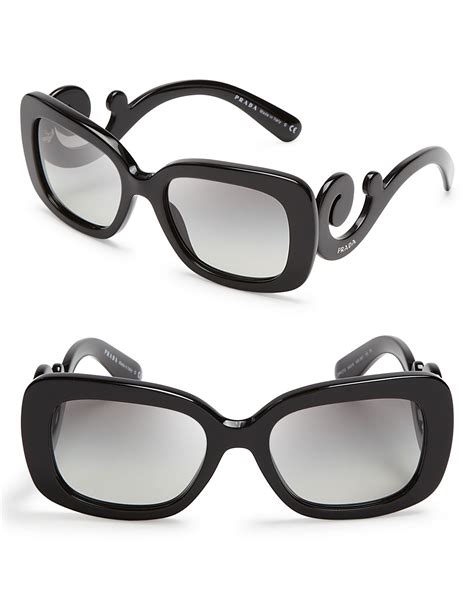 prada catwalk minimal baroque 54mm rectangle sunglasses|prada cat eye studded sunglasses.